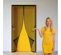 Door Screen 108 x 289 cm Hands Free Closing Fly Insect Screen Door Easy to Install Without Drilling Suitable for Patio Room Balcony Bedroom, Black