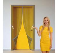 Door Screen 108 x 292 cm Hands Free Closing Fly Insect Screen Door Easy to Install Without Drilling Suitable for Patio Room Balcony Bedroom, Grey