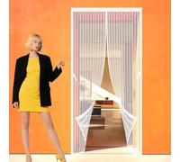 Door Screen 109 x 272 cm Full Frame Magic Tape Mosquito Proof Door Curtains Shuts Automatically Easy to Install Without Drilling for Living Room, Bedroom, Patio, White