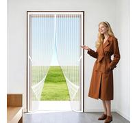 Door Screen 131 x 278 cm Powerful Magnets Insect Protection Screen Keep Bugs Out Lets Fresh Air for Home, Bedroom, Living Room, Kitchen, Patio, White
