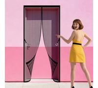 Door Screen 137 x 267 cm Hands Free Closing Screen Mesh with Powerful Magnets Hands Free Auto Closing Suitable for Patio Room Balcony Bedroom, Black
