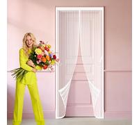 Door Screen 81 x 294 cm No Tools Installation Durable Door Fly Screen Curtain Insect Protection No Gap Keep Bugs Out Lets Fresh Air for Living Room, Bedroom, Patio, White