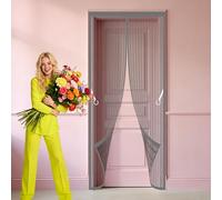 Door Screen 92 x 296 cm No Tools Installation Durable Door Fly Screen Curtain Insect Protection No Gap Keep Bugs Out Lets Fresh Air for Living Room, Bedroom, Patio, Grey