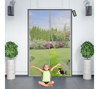 Door Screen Mosquito Netting DIY Fly Screen Door Grey 150x185cm with Full Frame Magic Tape and Powerful Magnets That Snap Shut Automatically for All Doors and Windows - Unique Hook Design
