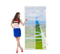 Door Screens for Keeping Out Flies Back Door 96 x 208 cm Fly Screen Curtain No Drilling Keep Bugs Out & Lets Fresh Air in for Balcony and Patio Doors, White