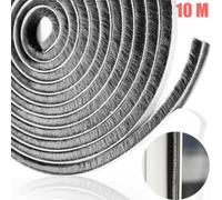 Door Seal Strip, 10m Draft Excluder Tape with Brush Design for Doors and Frames, Grey High-Density Synthetic Fibre Seal