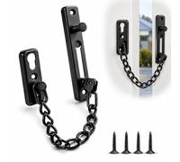 Door Security Chain Lock, Heavy Duty Anti-Theft Black Metal Door Latch