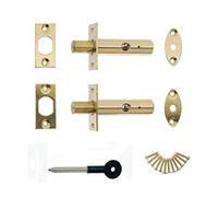 Door Security Rack Bolts with Key - Brass Twin Pack