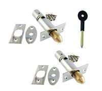 Door Security Rack Bolts with Key - Polished Chrome Twin Pack