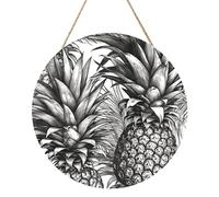 Door Sig Personalized Welcome Sigs Wood Sign for Front Door Black and White Pineapple Pattern Wooden Signs Unfinished Wooden Plaque with String Home Decor Garden Sign for Garden Yard