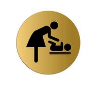 Door Sign Baby change Ø 75 mm Aluminium matt gold anodized self-adhesive No.8507-M