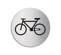 Door Sign Bicycle Room dia.75 mm Stainless Steel finely matt brushed self-adhesive 39240