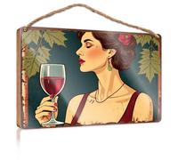Door Sign Decor A Woman Enjoying A Glass of Red Wine Fall Porch Decor Signs & Plaques(23X35CM)
