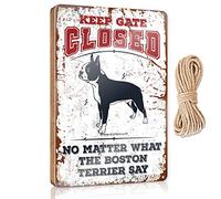 Door Sign Decor Keep Gate Closed No Matter What The Boston Terrier Say Wooden Sign Bathroom Decor Wall Art Western Home Decor(23X35CM)