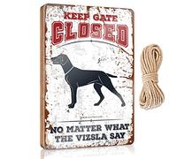 Door Sign Decor Keep Gate Closed No Matter What The Vizsla Say Wooden Sign Bathroom Decor Wall Art Western Home Decor(23X35CM)