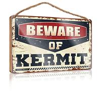 Door Sign for Bedroom Beware of Kermit Wooden Sign Wall Decorations Bathroom Wall Art (Size : 15X28CM)