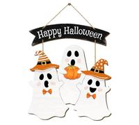 Door Sign - Halloween Ghost | Spooky Hanging Ornament | Cute Seasonal Wall Decoration | Festive Indoor Outdoor Accent for Porch Entrance | Hangable Home Décor for Party Haunted House
