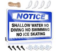 Door Signs For Bedroom Notice Shallow Water No Diving No Swimming No Ice Skating Tin Sign Home Bar Decor Sarcastic Signs(30X40CM)