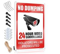 Door Signs For Bedroom Warning No Dumping Video Surveillance Violators Will Be Prosecuted Tin Sign Decor Signs Door Decorations For Bedroom(20X30CM)