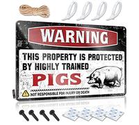 Door Signs Gift For Gardener | Warning This Property Is Protected By A Highly Trained Pigs Neutral Texas Decoration(30X40CM)
