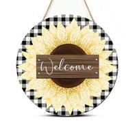 Door Signs Welcome To Wooden Handicraft Doorplates With Round Flower Patterns, Wooden Garden Home Hanging Decorations.