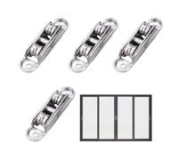 Door Slider - 4 Pieces Sliding Door Pulley, Adjustable Angle Zinc Alloy Double Silent Wheel for Living Room, Bedroom, Kitchen, Patio