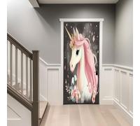 Door Sticker 80 x 200 cm, Fantasy Unicorn is Cute Wall Mural Home Decoration for Bedroom Living Room, Removable Poster Art, Peel and Stick Self-Adhesive Poster Wallpaper, Color