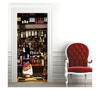 Door Stickers 2PCS/Set Retro Library Adhesive Door Stickers Wallpaper Waterproof Home Decor Living Room Mural Decal Sticker Wooden Poster Wine (Color : L, Size : 40x120cm)