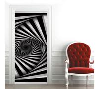 Door Stickers for Children Room, Interior Doors 3D Waterproof Bedrooms Bathroom Toilet Home Decoration Decal Deco Vinyl Art Decor Black and White Geometric Vortex 80 X 200 Cm - Door Wallpape