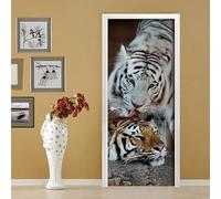 Door Stickers for Interior Animal Tiger 88 X 200 Cm Waterproof Self Adhesive 3D Children Kids Bathroom Baby Boys Girls Bedrooms Toilet Vinyl Home Decoration Decal Art Door Photo Door M-9644915641744