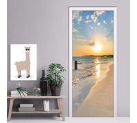 Door Stickers for Interior Beach View 80 X 200 Cm Waterproof Self Adhesive 3D Children Kids Bathroom Baby Boys Girls Bedrooms Toilet Vinyl Home Decoration Decal Art Office Living Room-65172557776109