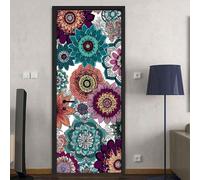 Door Stickers for Interior Dark Colored Flowers Door Stickers 3D,PVC Self-Adhesive Murals for Home Decoration Door Posters for House Living Bedroom