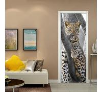 Door Stickers for Interior Doors 3D Animal Leopard Self-Adhesive Mural Home Decoration Wall Sticker Art Sticker Bedroom Living Room Removable Poster - Boys and Girls Room Door Photo 100 X -5235308790