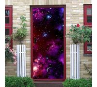 Door Stickers for Interior Doors 3D Outer Space Landscape Self-Adhesive Mural Home Decoration Art Decal Bedroom Living Room Removable Poster Door Sticker - 100 X 215 Cm Boys and Girls -16176657657484