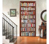 Door Stickers for Interior Doors 3D Vintage Books Bookcase Self-Adhesive Mural Home Decoration Wall Sticker Art Sticker Bedroom Living Room Removable Poster 90 X 210 Cm - Boys and Girls Ro-2672367094