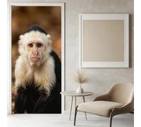 Door Stickers for Interior Doors 3D White-Headed Capuchin Monkey 95 x 215 cm Door Stickers Self-Adhesive Monkeys Vinyl Murals Sticker Waterproof Door Wallpaper for Living Room Bedroom Decor I504