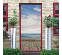 Door Stickers for Interior Doors 3D Wooden Bridge Landscape Self-Adhesive Mural Home Decoration Wall Sticker Art Sticker Bedroom Living Room Removable Poster Door Sticker - 77 X 200 Cm-6615566478653