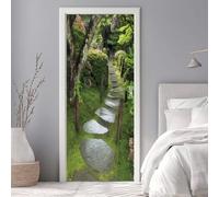 Door Stickers for Interior Doors 77 X 200 cm, 3D Garden Slate Path Door Sticker Murals Self-Adhesive PVC Wall Decals Waterproof Wallpaper for Living Room Bedroom Bathroom 30.3 X 78.7 inch -DS1558