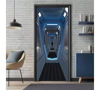 Door Stickers for Interior Doors 86 x 200 cm, 3D Airship Corridor Door Sticker Murals Self-Adhesive PVC Wall Decals Waterproof Wallpaper for Living Room Bedroom Bathroom 33.8 X 78.7 inch -DS2369