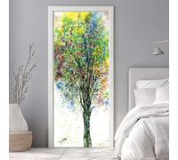 Door Stickers for Interior Doors 86 x 200 cm, 3D Colorful Tree Abstract Door Sticker Murals Self-Adhesive PVC Wall Decals Waterproof Wallpaper for Living Room Bedroom 33.8 X 78.7 inch -DS1648