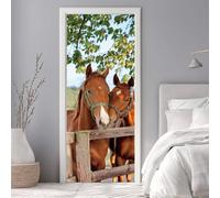 Door Stickers for Interior Doors 86 x 200 cm, 3D Couple Horses Door Sticker Murals Self-Adhesive PVC Wall Decals Waterproof Wallpaper for Living Room Bedroom Wall Stickers 33.8 X 78.7 inch -DS2428