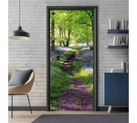 Door Stickers for Interior Doors 86 x 200 cm, 3D Garden Landscape Door Sticker Murals Self-Adhesive PVC Wall Decals Waterproof Wallpaper for Living Room Bedroom Bathroom 33.8 X 78.7 inch -DS2435