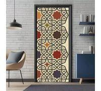 Door Stickers for Interior Doors 86 x 200 cm, 3D Geometric Retro Door Sticker Murals Self-Adhesive PVC Wall Decals Waterproof Wallpaper for Living Room Bedroom Bathroom 33.8 X 78.7 inch -DS2399