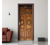 Door Stickers for Interior Doors 86 x 200 cm, 3D Retro Wooden Door Door Sticker Murals Self-Adhesive PVC Wall Decals Waterproof Wallpaper for Living Room Bedroom Bathroom 33.8 X 78.7 inch -DS2382