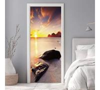 Door Stickers for Interior Doors 86 x 200 cm, 3D Sunset Sea Door Sticker Murals Self-Adhesive PVC Wall Decals Waterproof Wallpaper for Living Room Bedroom Wall Stickers 33.8 X 78.7 inch -DS2440