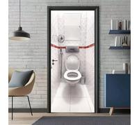 Door Stickers for Interior Doors 86 x 200 cm, 3D Toilet Bathroom Door Sticker Murals Self-Adhesive PVC Wall Decals Waterproof Wallpaper for Living Room Bedroom Bathroom 33.8 X 78.7 inch -DS2381