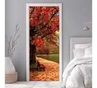Door Stickers for Interior Doors 86 x 200 cm, 3D Tree Autumn Door Sticker Murals Self-Adhesive PVC Wall Decals Waterproof Wallpaper for Living Room Bedroom Wall Stickers 33.8 X 78.7 inch -DS2446