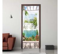 Door Stickers for Interior Doors 86 x 200 cm, 3D Waterfall Landscape Door Sticker Murals Self-Adhesive PVC Wall Decals Waterproof Wallpaper for Living Room Bedroom Bathroom 33.8 X 78.7 inch -DS2370