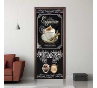 Door Stickers for Interior Doors 95 X 215 cm, 3D Coffee Door Sticker Murals Self-Adhesive PVC Wall Decals Waterproof Wallpaper for Living Room Bedroom Bathroom Wall Stickers 37.4 X 84.6 inch -DS3408
