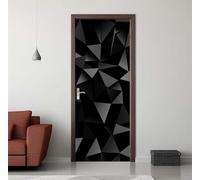Door Stickers for Interior Doors 95 X 215 cm, 3D Cubic Geometry Black Door Sticker Murals Self-Adhesive PVC Wall Decals Waterproof Wallpaper for Living Room Bedroom Bathroom 37.4 X 84.6 inch -DS1668